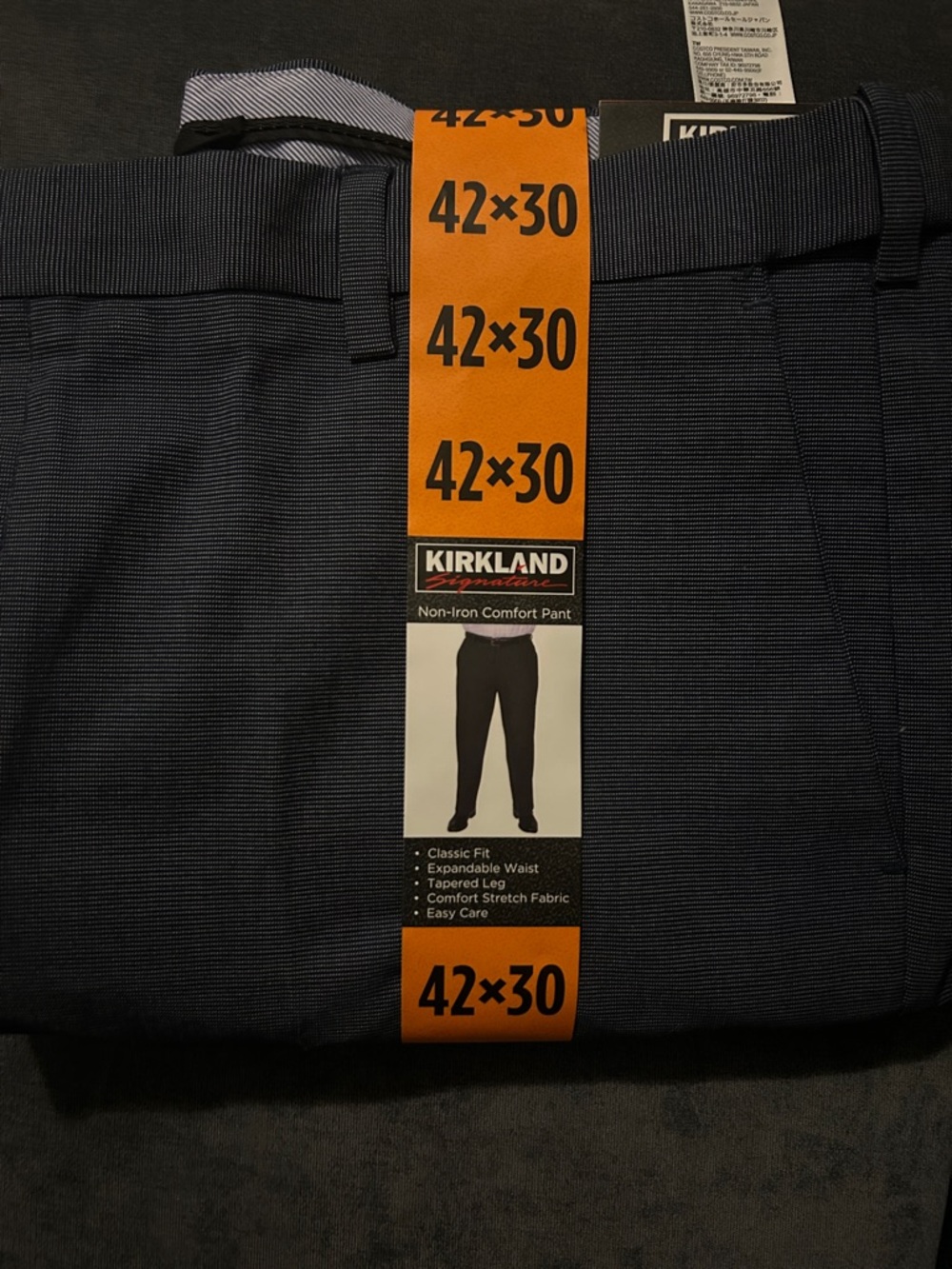 Kirkland Signature Navy Patterned Non-Iron Pants